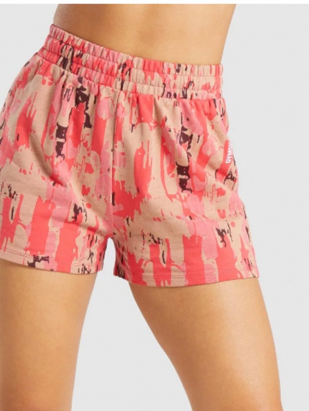 GYMSHARK Women's Graphic Camo Shorts Small Cotton Drawstring SOLD OUT NWOT